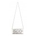Silver Satin Embellished w/ Flower Rhinestones Evening Bag - BG-38044SV
